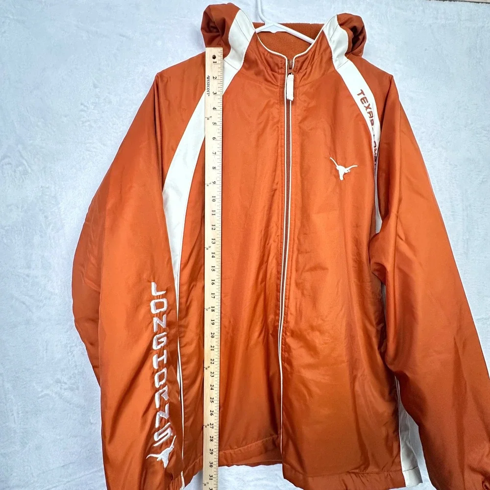 Red Oak Texas Longhorns Mens Large Winter Coat Jacket Hooded Orange Fleece Lined